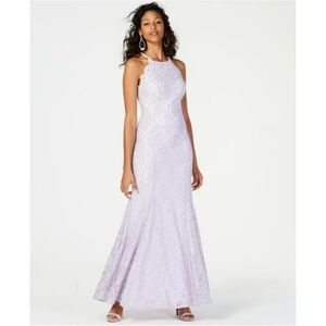 City Studios‎ Lace Halter Neck Formal Gown Mermaid Dress Lavender
